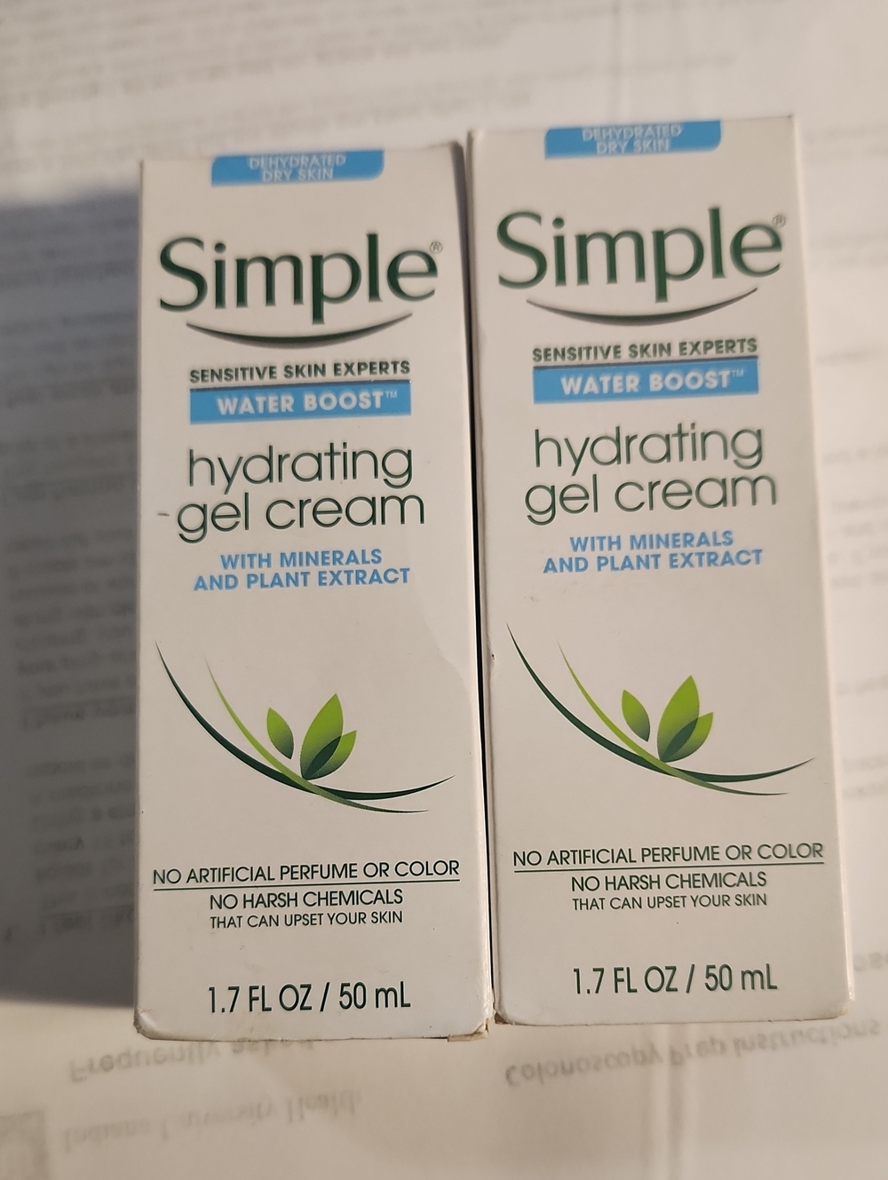 Lot Of 2 Simple Hydrating Gel Cream - White and Green Packaging